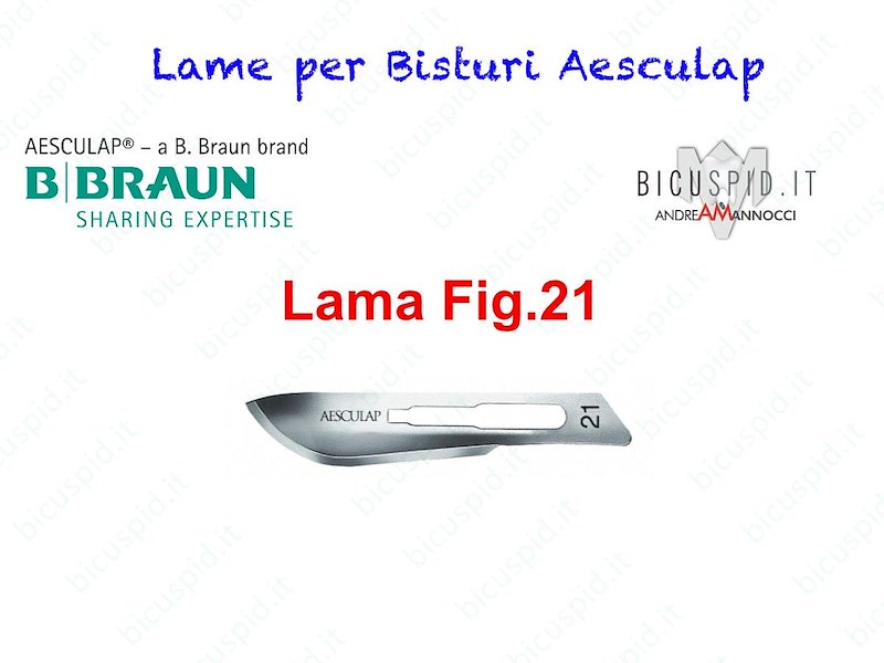 LAME FIG. 21 per bisturi - Aesculap - Sterili - CONF. DA 100 LAME  - COD. BB521
