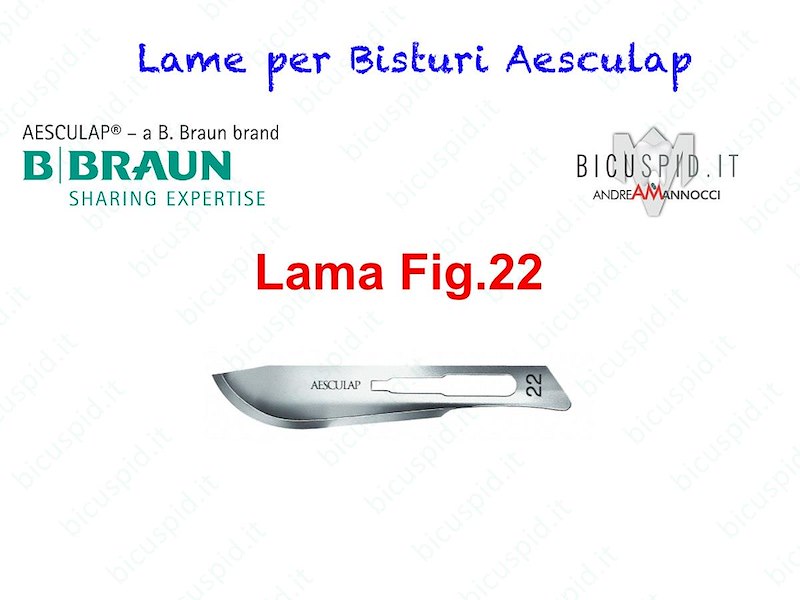 LAME FIG. 22 per bisturi - Aesculap - Sterili - CONF. DA 100 LAME  - COD. BB522