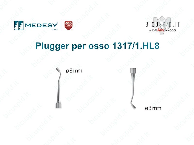 Plugger per osso Medesy diam. 3mm - cod. 1317/1.HL8 - Conf. da 1 Pz
