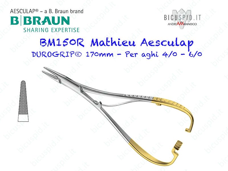 BM150R Mathieu Porta Aghi DUROGRIP®, PUNTE SOTTILI, Lunghezza 170mm con inserti in Carburo di Tungsteno