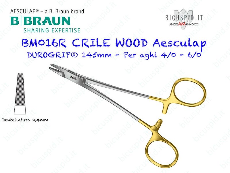 BM016R Porta Aghi CRILE WOOD DUROGRIP®, Lunghezza 145mm con inserti in Carburo di Tungsteno