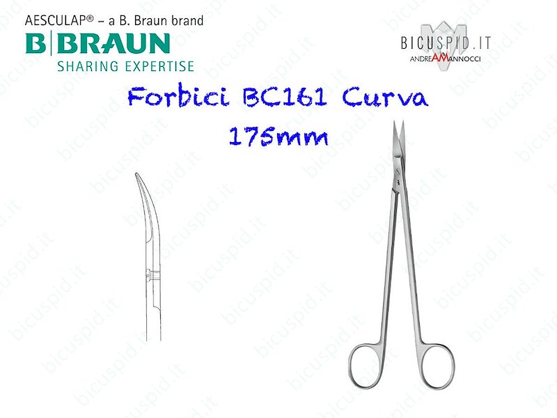 BC161R Forbici KELLY CURVE 175mm - Aesculap - Conf. da 1 pz.
