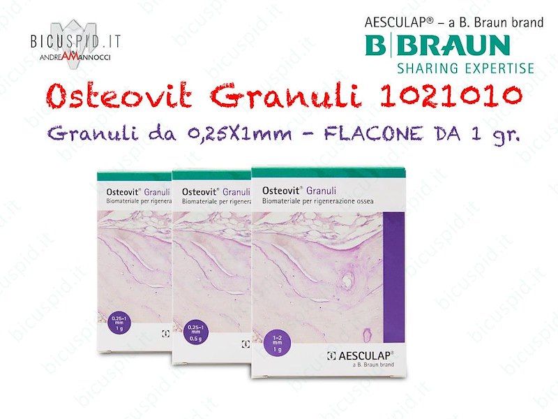 OSTEOVIT GRANULI - 0,25X1mm - FLACONE DA 1,0 gr. - COD. 1021010 - Biomateriale di origine bovina per rigenerazione ossea