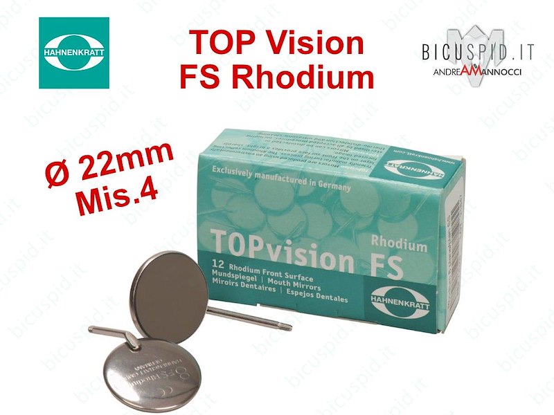 Specchietto MIS.4  Ø 22mm Rodiato TOPVision FS Rhodium - HAHNENKRATT Conf. da 12 specchietti - Cod. 721X4
