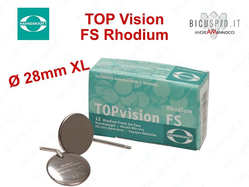 Specchietto XL Ø 28mm Rodiato TOPVision FS Rhodium - HAHNENKRATT Conf. da 12 specchietti - Cod. 720X7