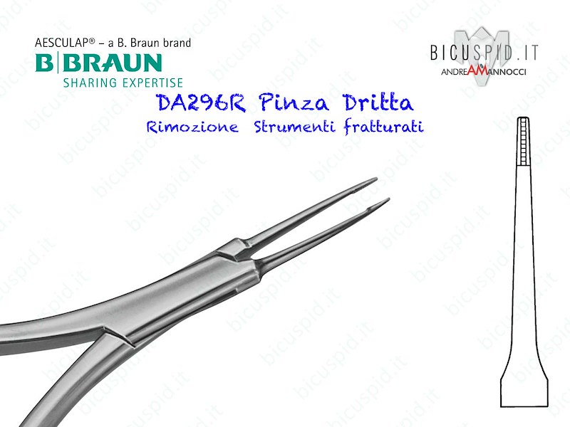 DA296R Pinza Dritta per rimozione dei nervi o Strumenti Fratturati Aesculap
