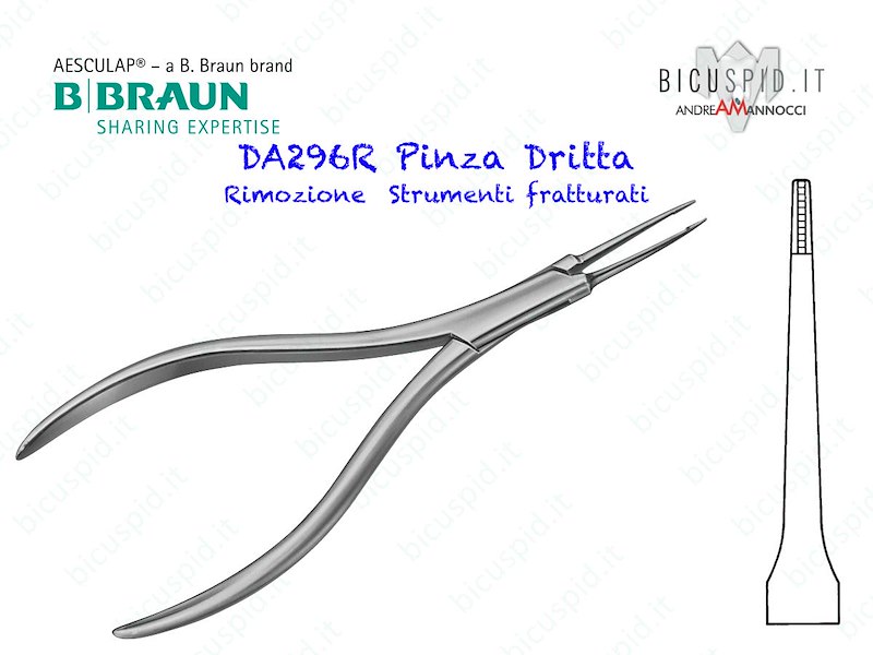 DA296R Pinza Dritta per rimozione dei nervi o Strumenti Fratturati Aesculap