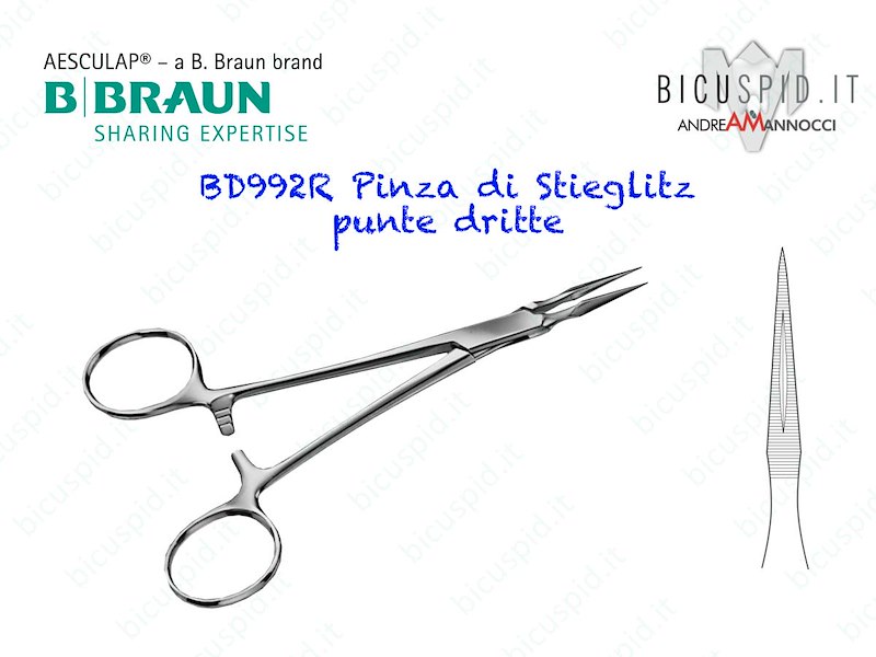 BD992R Pinza di STIEGLITZ per frammenti  Aesculap punte lunghe e dritte