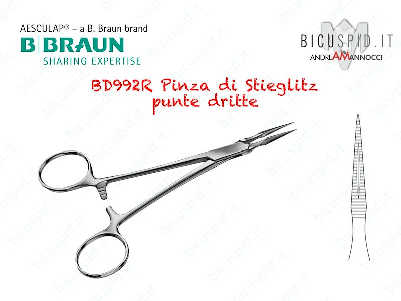 BD992R Pinza di STIEGLITZ per frammenti  Aesculap punte lunghe angolate - Punte dritte