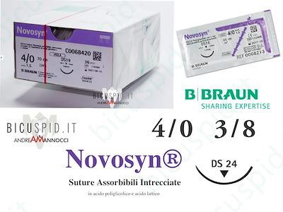 Novosyn  4/0 - 3/8 di Cerchio -  Suture Chirurgiche intrecciate  Assorbibili in PGLA