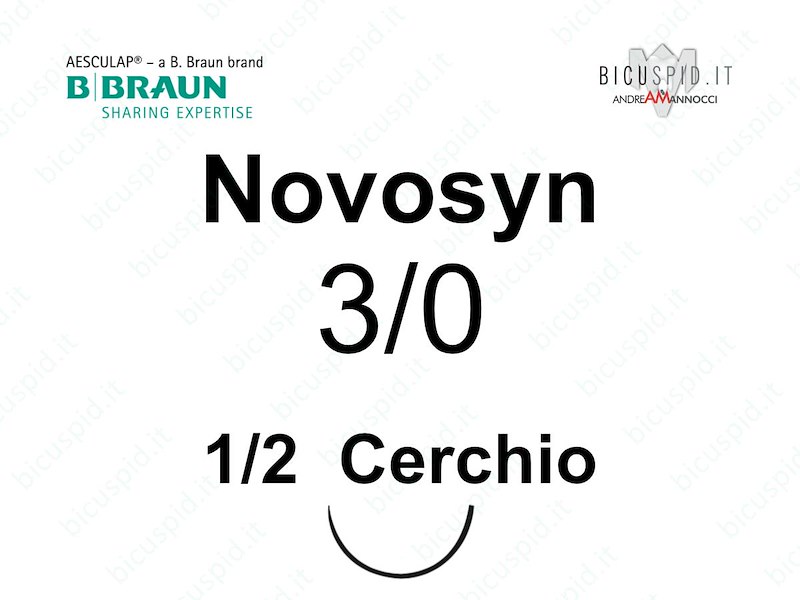 Novosyn 3/0 - 1/2 Cerchio - Suture Chirurgiche Intrecciate  Assorbibili in PGLA