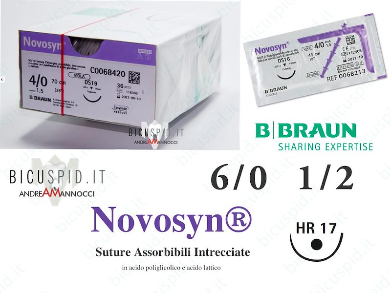 Novosyn 6/0 - 1/2 Cerchio - Suture Chirurgiche Intrecciate  Assorbibili in PGLA