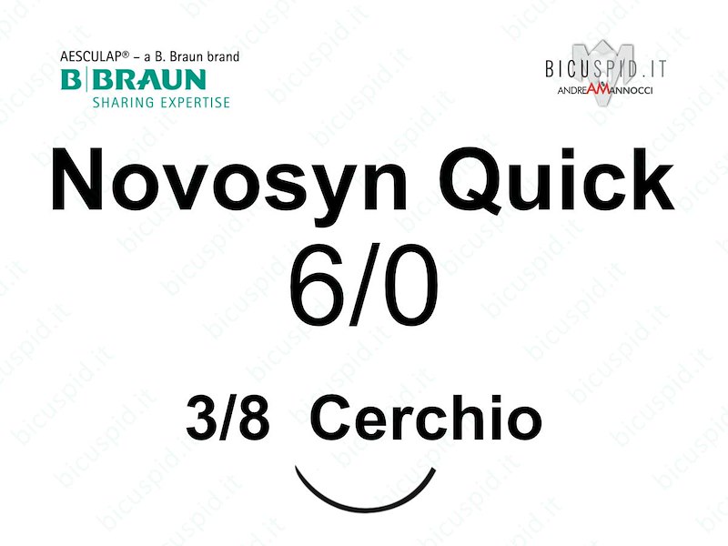 Novosyn Quick 6/0 - 3/8 di Cerchio - Suture Chirurgiche Intrecciate in PGLA a Rapido Assorbimento