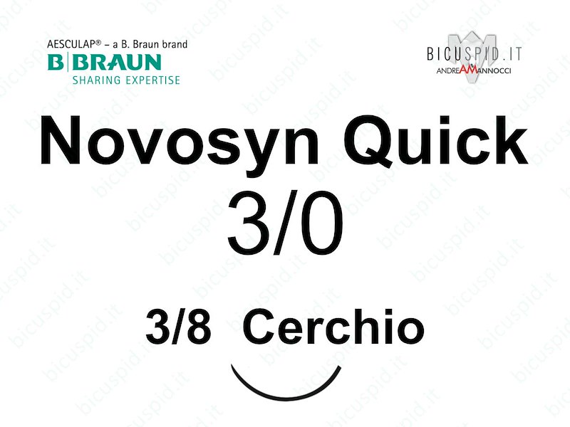 Novosyn Quick 3/0 - 3/8 di Cerchio - Suture Chirurgiche Intrecciate in PGLA a Rapido Assorbimento