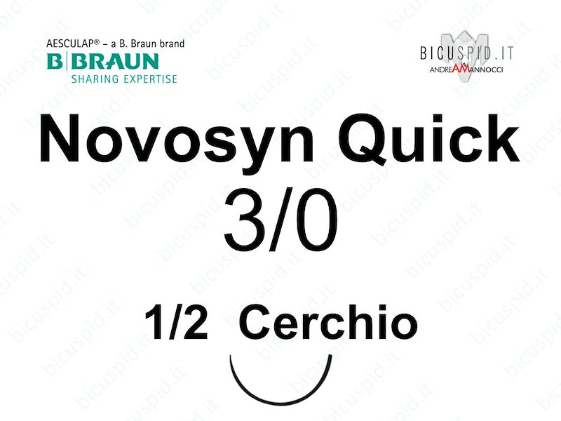 Novosyn Quick 3/0 - 1/2  Cerchio - Suture Chirurgiche Intrecciate in PGLA a Rapido Assorbimento