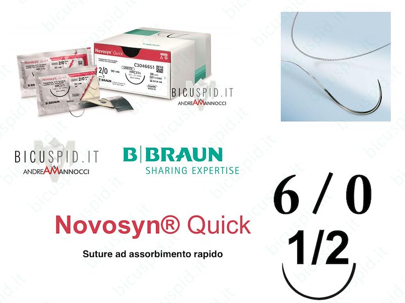 Novosyn Quick 6/0 - 1/2  Cerchio - Suture Chirurgiche Intrecciate in PGLA a Rapido Assorbimento