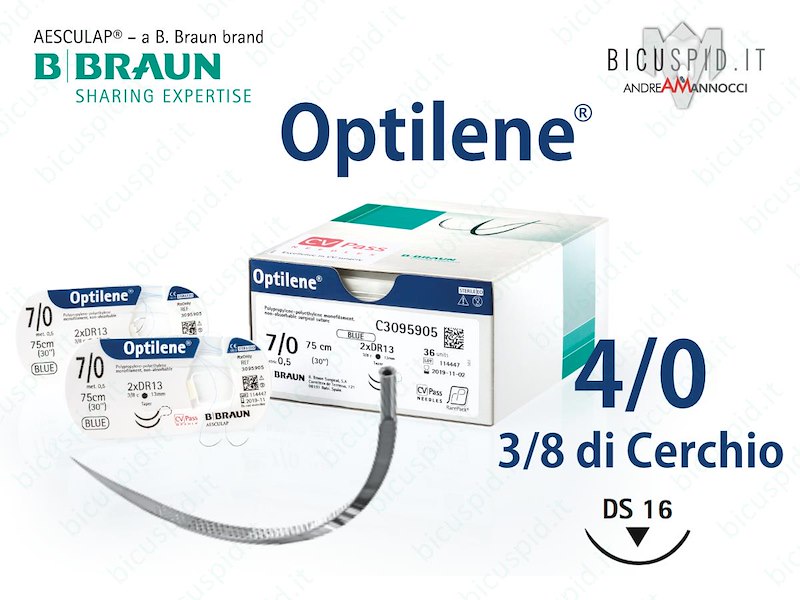 Optilene 4/0 - 3/8 di Cerchio - Suture chirurgiche Monofilamento non Assorbibile in Polipropilene e Polietilene BBraun 