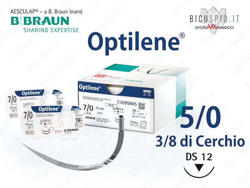 Optilene 5/0 - 3/8 di Cerchio - Suture chirurgiche Monofilamento non Assorbibile in Polipropilene e Polietilene BBraun