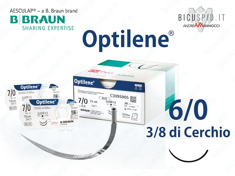Optilene 6/0 - 3/8 di Cerchio - Suture chirurgiche Monofilamento non Assorbibile in Polipropilene e Polietilene BBraun
