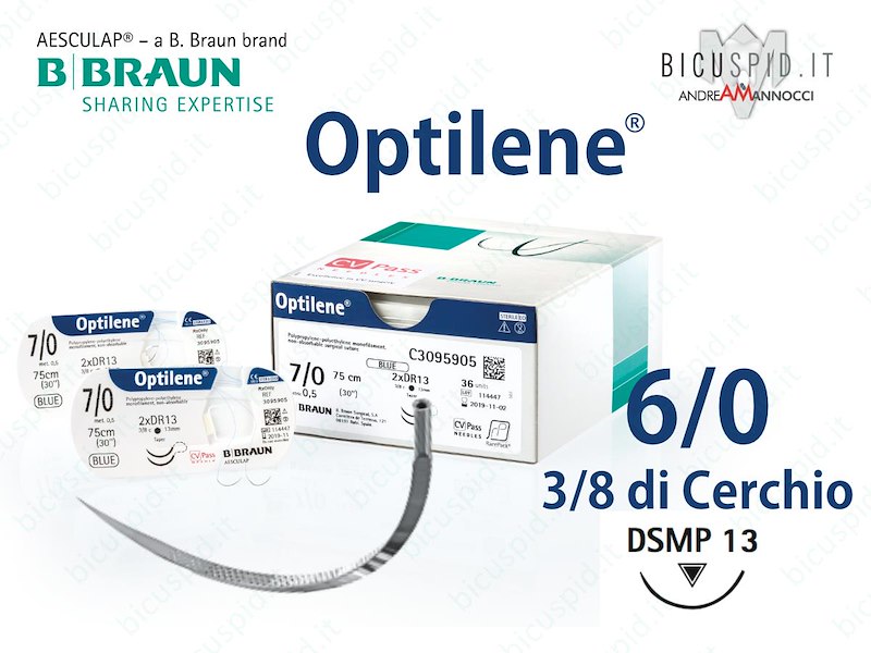 Optilene 6/0 - 3/8 di Cerchio - Suture chirurgiche Monofilamento non Assorbibile in Polipropilene e Polietilene BBraun