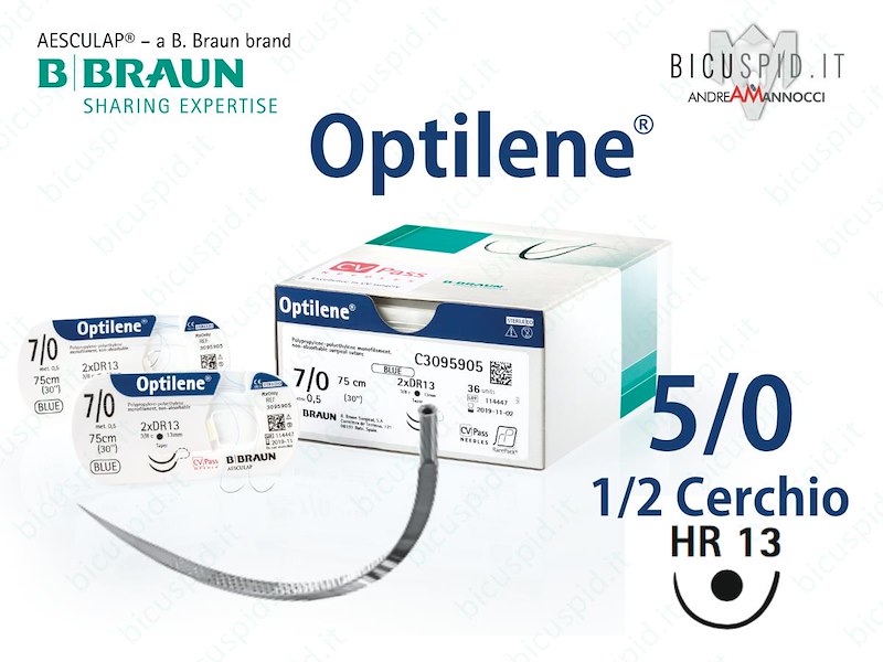 Optilene 5/0 - 1/2 Cerchio - Suture Chirurgiche Monofilamento in Polipropilene e Polietilene