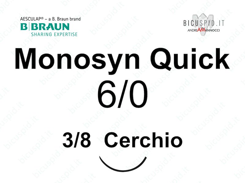 Monosyn Quick 6/0 - 3/8 di Cerchio - Sutura Chirurgica Monofilamento ad Assorbimento Rapido