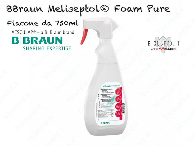 Meliseptol® Foam Pure BBraun - Per la disinfezione di apparecchiature medicali e piccole superfici - FLACONE DA 750ml - COMPLETO DI POMPETTA- ESENTE IVA - CODICE 19796