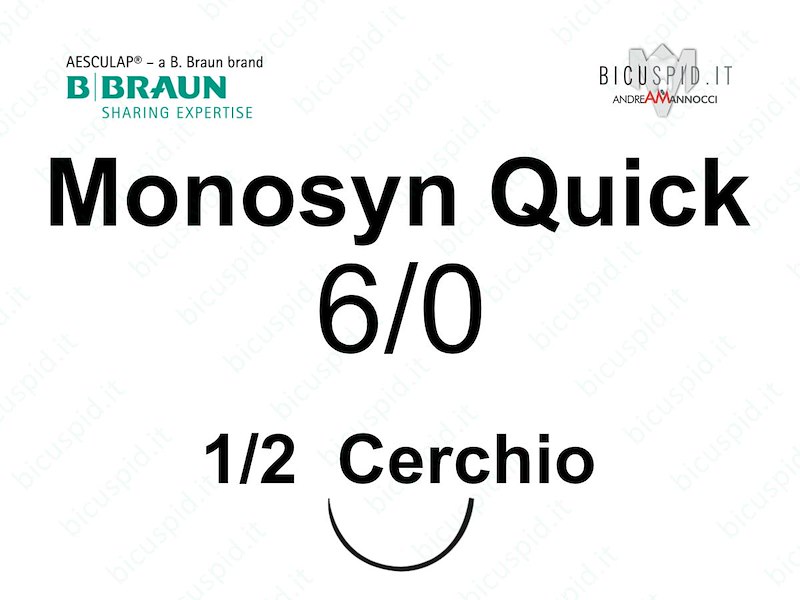 Monosyn Quick 6/0 - 1/2 Cerchio - Sutura Chirurgica Monofilamento ad Assorbimento Rapido