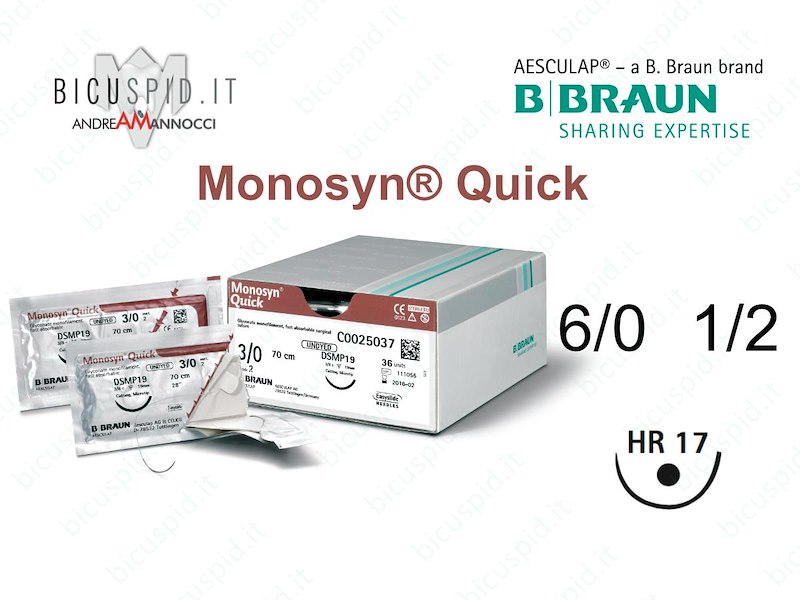 Monosyn Quick 6/0 - 1/2 Cerchio - Sutura Chirurgica Monofilamento ad Assorbimento Rapido