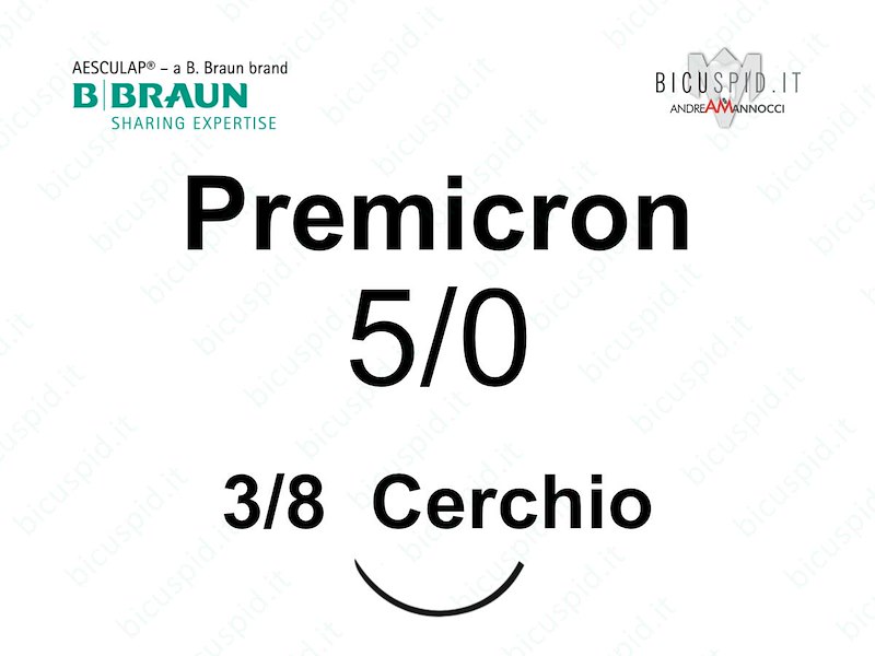 Premicron 5/0 - 3/8 di Cerchio - Suture chirurgiche intrecciate non assorbibili in poliestere 