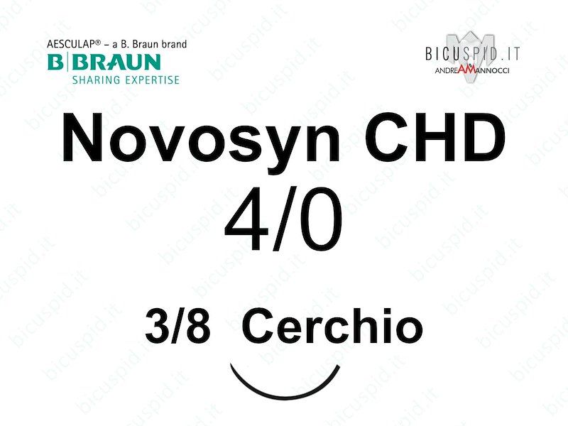 Novosyn CHD  4/0 -  3/8 di Cerchio - Sutura  Rivestita con Clorexidina Intrecciata ad Assorbimento Medio