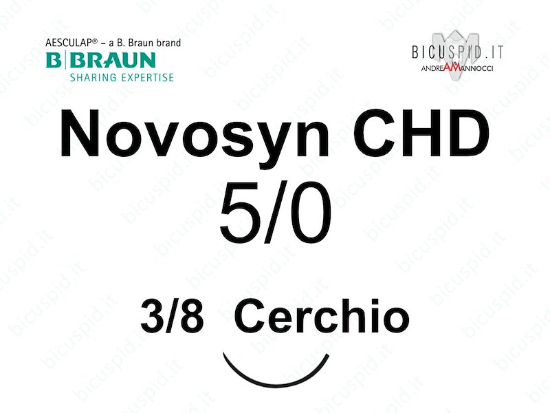 Novosyn CHD  5/0 -  3/8 di Cerchio - Sutura  Rivestita con Clorexidina Intrecciata ad Assorbimento Medio