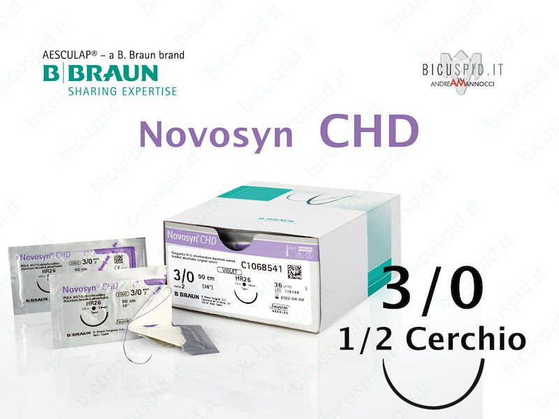 Novosyn CHD  3/0 - 1/2 Cerchio - Sutura  Rivestita con Clorexidina Intrecciata ad Assorbimento Medio