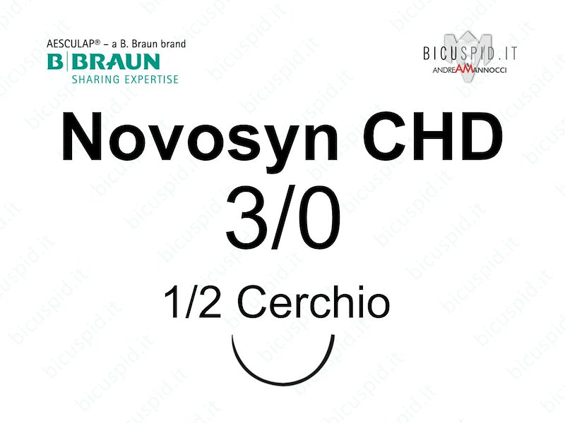 Novosyn CHD  3/0 - 1/2 Cerchio - Sutura  Rivestita con Clorexidina Intrecciata ad Assorbimento Medio