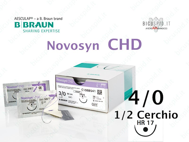 Novosyn CHD  4/0 - 1/2 Cerchio - Sutura  Rivestita con Clorexidina Intrecciata ad Assorbimento Medio