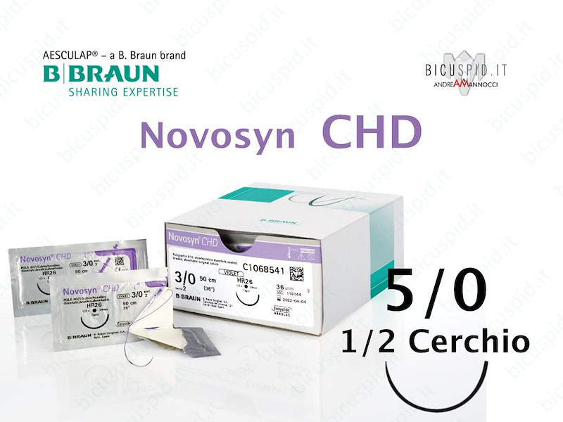 Novosyn CHD  5/0 - 1/2 Cerchio - Sutura  Rivestita con Clorexidina Intrecciata ad Assorbimento Medio