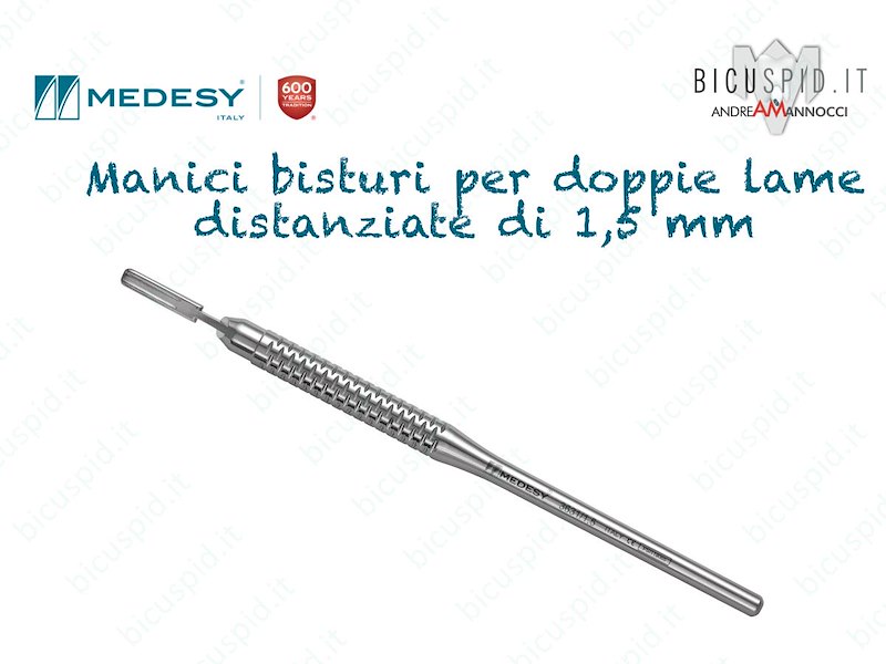 3631/1,5  Manico per bisturi per 2 lame - Distanziamento da 1,5 mm Medesy