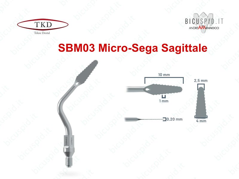SBM03 inserto sonico a  sega con gambo angolato - micro lama disposta sagittalmente