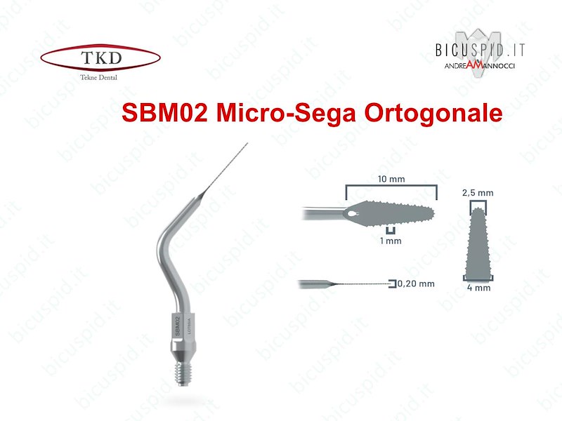 SBM02 inserto sonico a  sega con gambo angolato - micro lama disposta Ortogonalmente